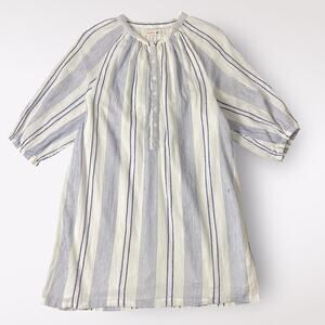 Sundry Stripe Loose Mini Henley Dress Womens Size 1 Blue White Beachy Boho‎